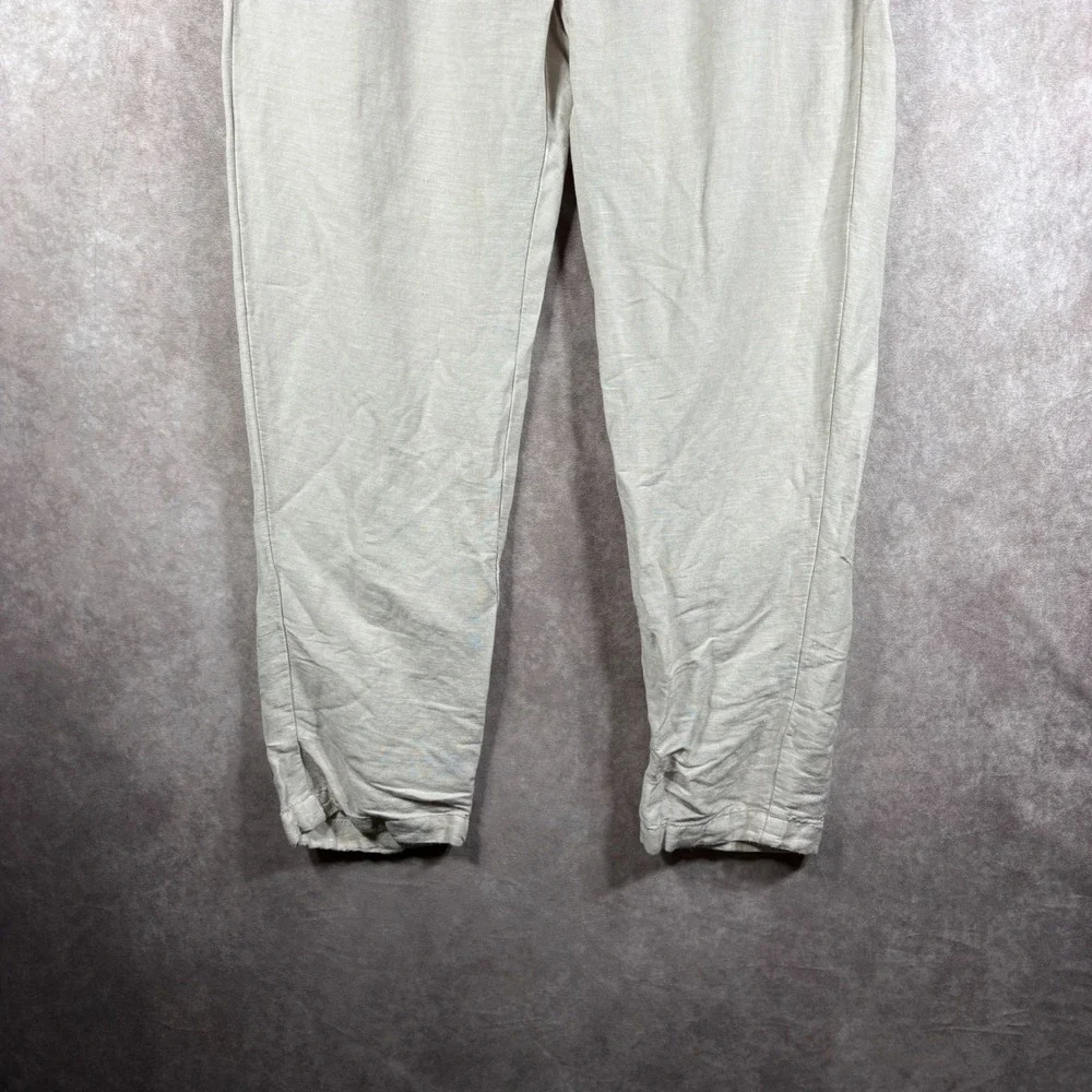 Magaschoni Pants Mens 30 Beige Linen Viscose‎ Blend Tapered Casual Slacks Casual